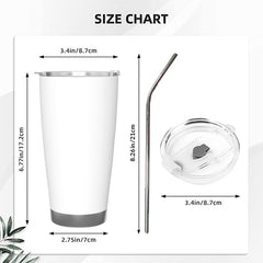 1pc Custom 20oz Stainless Steel Car Tumbler with Silver Rim - Insulated Tapered Travel Cup with Lid, No Minimum - Perfect Gift for Mom, Lover, Couple, Sister, Friend, Ideal for Driving, Commute, Home, Travel, Summer & Winter Use