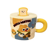 Cute Bread Ceramic Mug With Lid