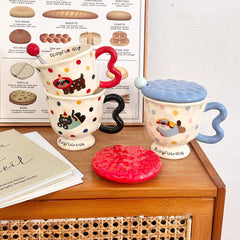 Bowknot Cat & Dog Pedestal Ceramic Mug