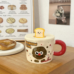 Cute Bread Ceramic Mug With Lid