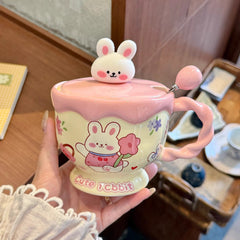 Piggy Cozy Ceramic Mug With Lid