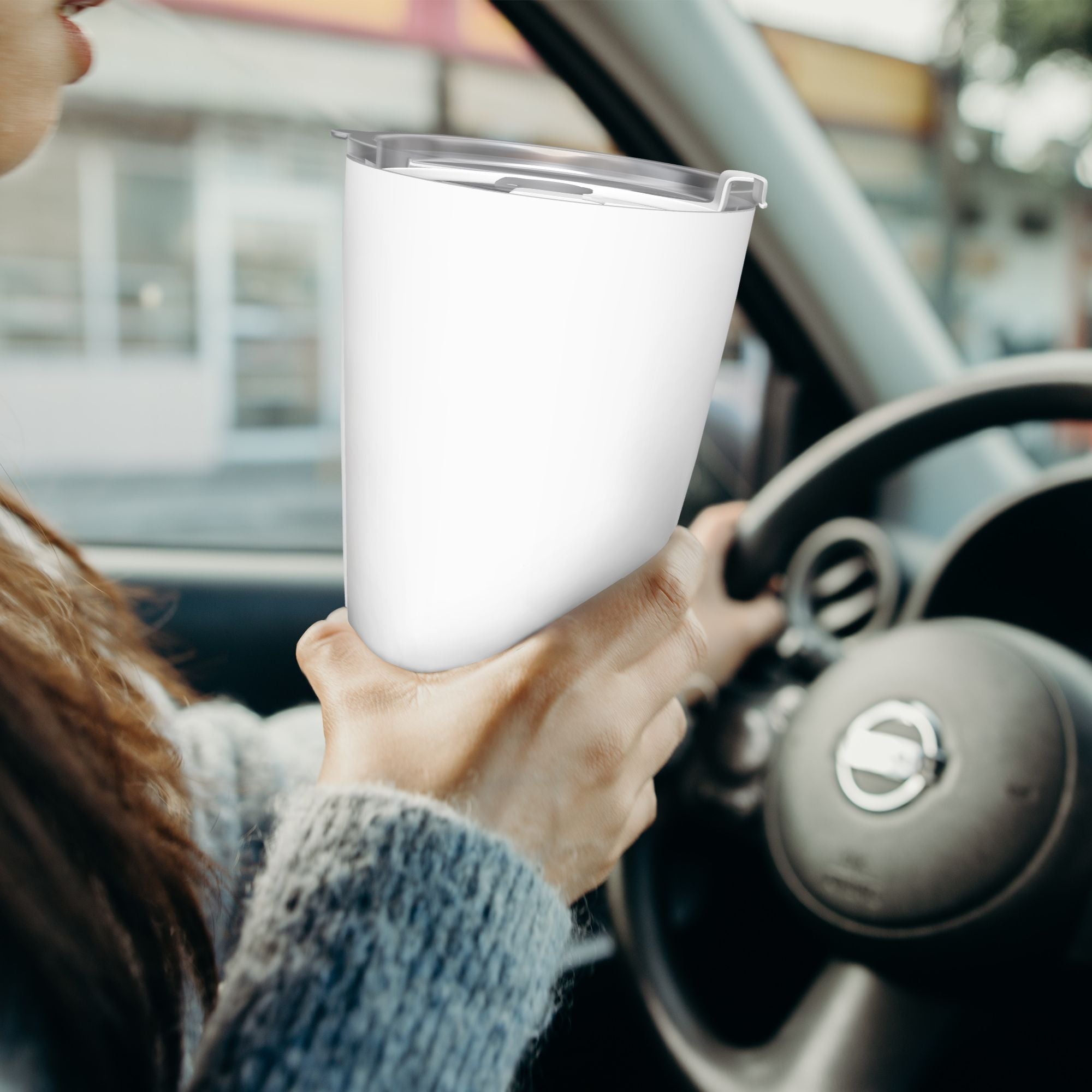 1pc Custom 20oz Stainless Steel Car Tumbler with Silver Rim - Insulated Tapered Travel Cup with Lid, No Minimum - Perfect Gift for Mom, Lover, Couple, Sister, Friend, Ideal for Driving, Commute, Home, Travel, Summer & Winter Use