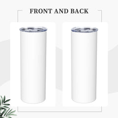 1pc Custom 20oz Stainless Steel Skinny Tumbler with Straw & Brush - Insulated Straight Travel Cup with Sliding Lid, No Minimum - Perfect Gift for Mom, Lover, Couple, Sister, Friend, Ideal for Car, Office, Home, Travel, Summer & Winter Use