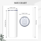 1pc Custom 20oz Stainless Steel Skinny Tumbler with Straw & Brush - Insulated Straight Travel Cup with Sliding Lid, No Minimum - Perfect Gift for Mom, Lover, Couple, Sister, Friend, Ideal for Car, Office, Home, Travel, Summer & Winter Use