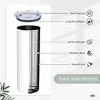 1pc Custom 20oz Stainless Steel Skinny Tumbler with Straw & Brush - Insulated Straight Travel Cup with Sliding Lid, No Minimum - Perfect Gift for Mom, Lover, Couple, Sister, Friend, Ideal for Car, Office, Home, Travel, Summer & Winter Use