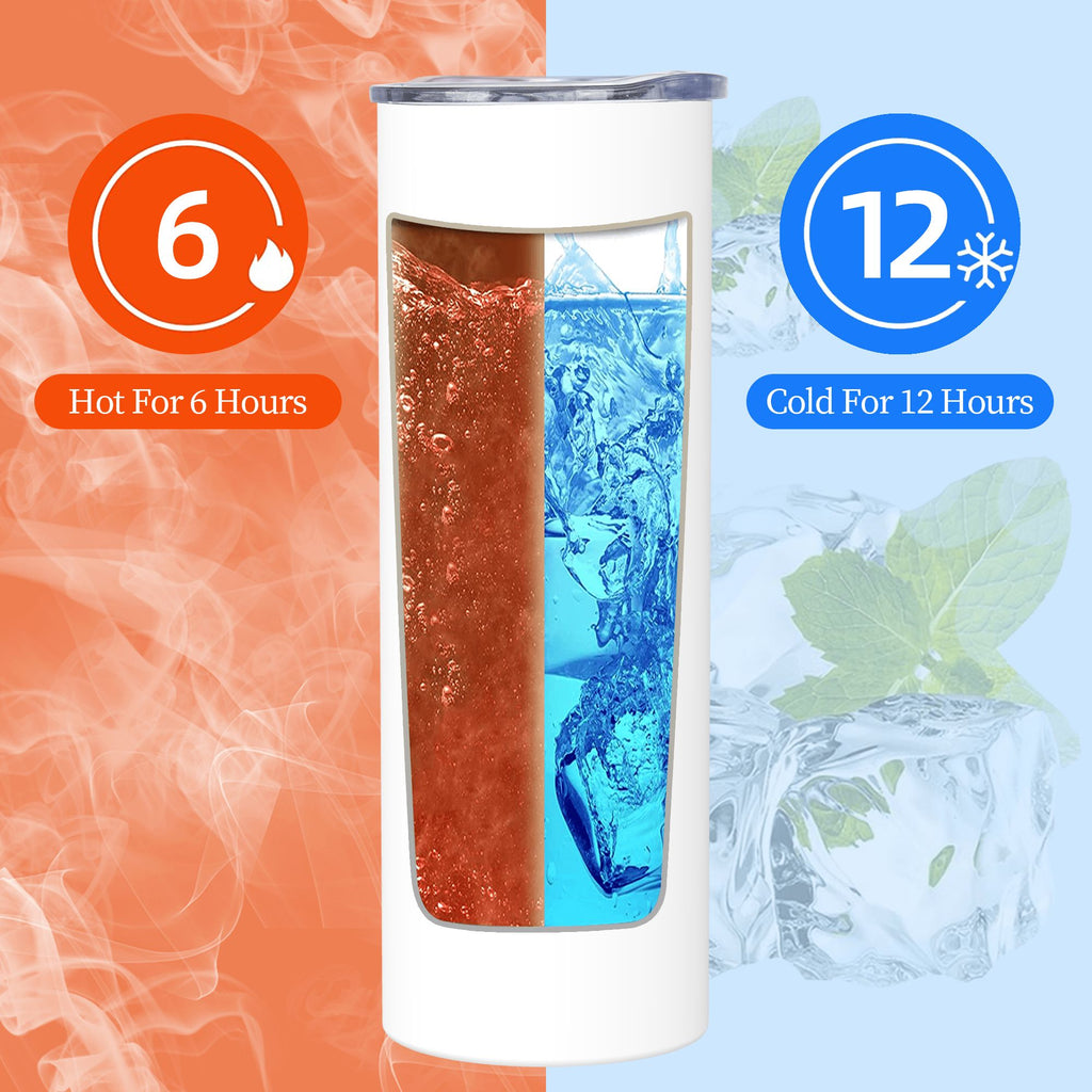 1pc Custom 20oz Stainless Steel Skinny Tumbler with Straw & Brush - Insulated Straight Travel Cup with Sliding Lid, No Minimum - Perfect Gift for Mom, Lover, Couple, Sister, Friend, Ideal for Car, Office, Home, Travel, Summer & Winter Use