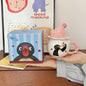 Cute Penguin Ceramic Mug with Sleeping Hat Lid & Twist Handle | Aesthetic Chubby Coffee Cup with Matching Gift Box for Office & Birthday Present