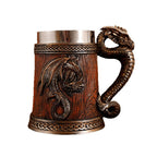 Mythical Dragon Medieval Tavern Beer Mug - Insulated Stainless Steel Tankard with Dragon Handle