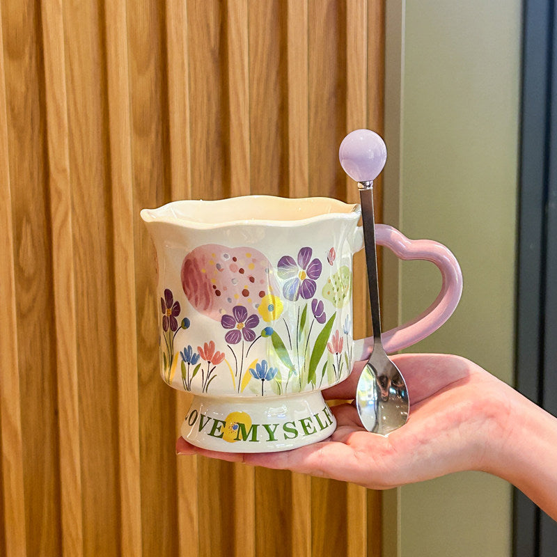 Vintage Floral Ceramic Mug | Aesthetic Coffee Cup for Cozy Living
