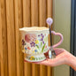 Vintage Floral Ceramic Mug | Aesthetic Coffee Cup for Cozy Living
