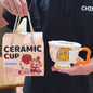 Cute Cartoon Pedestal Ceramic Mug with Two-Tone Handle & Gift Box | Aesthetic 380ml Wavy Footed Coffee Cup for Girls & Birthday Present