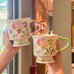 Vintage Floral Ceramic Mug | Aesthetic Coffee Cup for Cozy Living