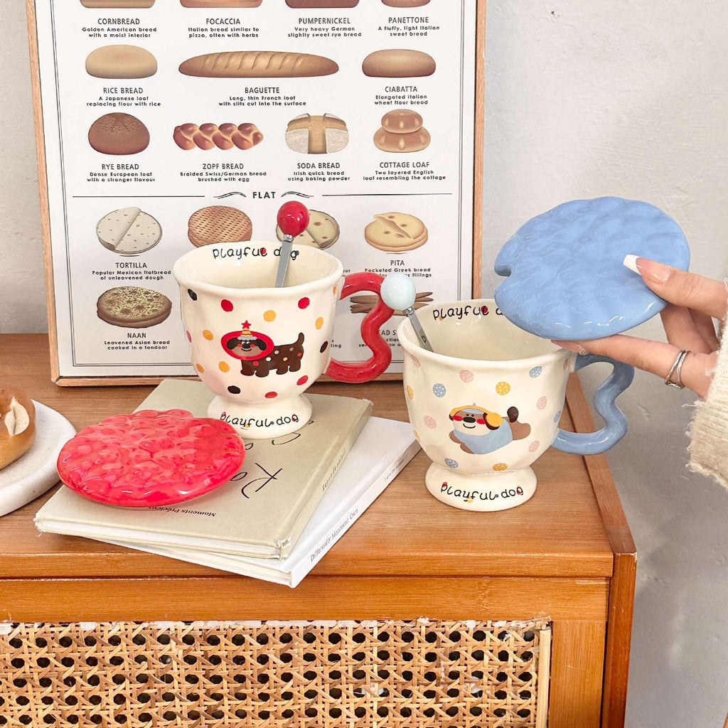 Bowknot Cat & Dog Pedestal Ceramic Mug