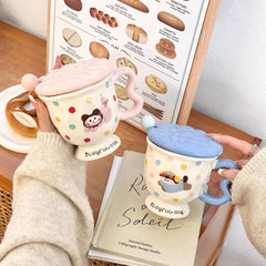 Bowknot Cat & Dog Pedestal Ceramic Mug