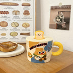 Cute Bread Ceramic Mug With Lid