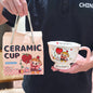 Cute Cartoon Pedestal Ceramic Mug with Two-Tone Handle & Gift Box | Aesthetic 380ml Wavy Footed Coffee Cup for Girls & Birthday Present
