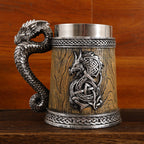 Mythical Dragon Medieval Tavern Beer Mug - Insulated Stainless Steel Tankard with Dragon Handle