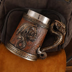 Mythical Dragon Medieval Tavern Beer Mug - Insulated Stainless Steel Tankard with Dragon Handle