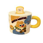 Cute Bread Ceramic Mug With Lid