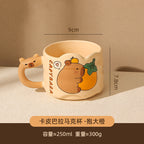 Cute Capybara Ceramic Mug with Animal Silhouette Handle | Aesthetic 300ml Wavy Coffee Cup & Water Glass for Office & Home