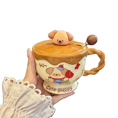 Piggy Cozy Ceramic Mug With Lid