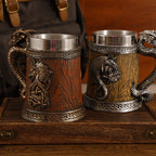 Mythical Dragon Medieval Tavern Beer Mug - Insulated Stainless Steel Tankard with Dragon Handle