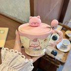 Piggy Cozy Ceramic Mug With Lid