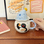 Cute Penguin Ceramic Mug with Sleeping Hat Lid & Twist Handle | Aesthetic Chubby Coffee Cup with Matching Gift Box for Office & Birthday Present