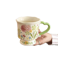 Vintage Floral Ceramic Mug | Aesthetic Coffee Cup for Cozy Living