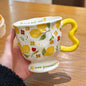 Cute Cartoon Ceramic Pedestal Mug with Twist Handle & Gift Box | Aesthetic Footed Coffee Cup for Girls & Anime Lovers